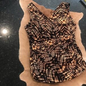 Lands End Slender Surplice skirted swim new 16W